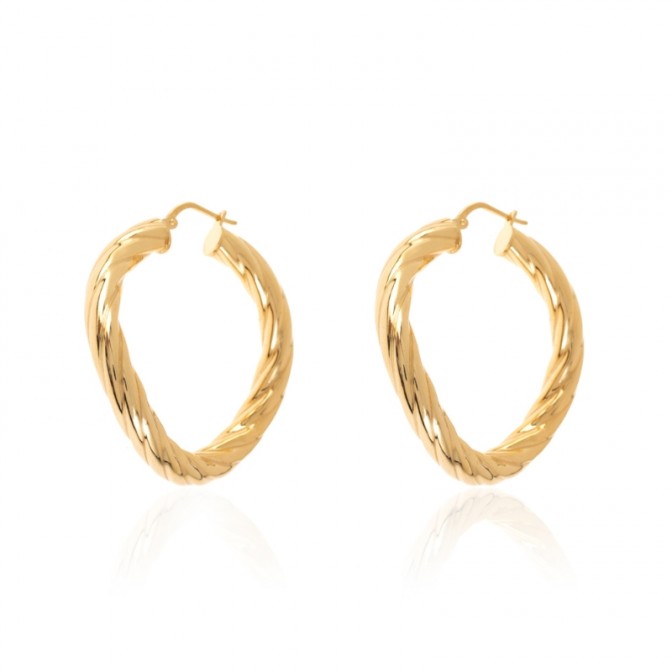 Pendientes Trenzado Aro - 5*5mm - Bañado Oro y Plata Rodiada