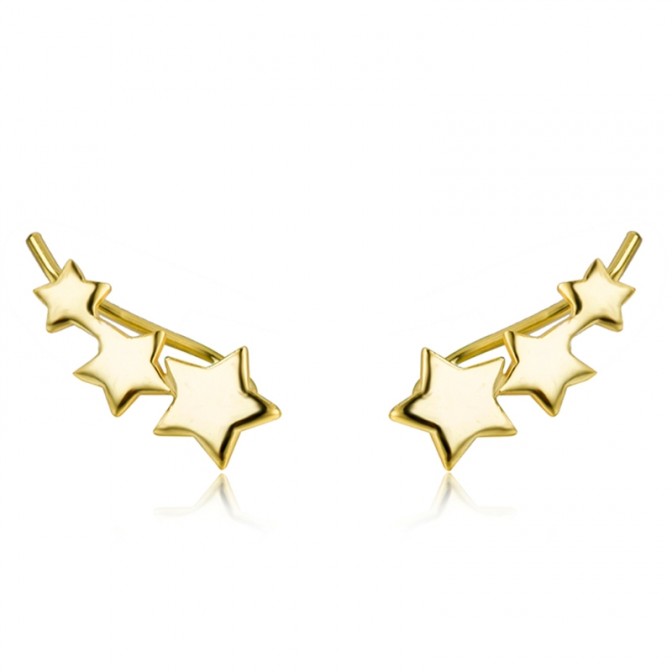 Pendientes Trepador - Estrella 13 mm - Bañado Oro y Plata Rodiada