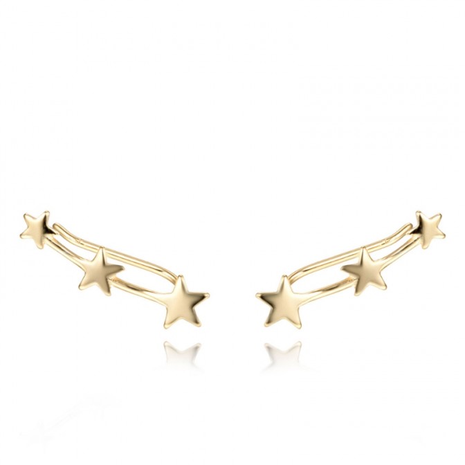 Pendientes Trepador Estrella - 20 mm - Bañado Oro y Plata Rodiada