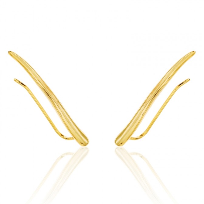 Pendientes Trepador Ondulado - 29 mm - Bañado Oro y Plata Rodiada