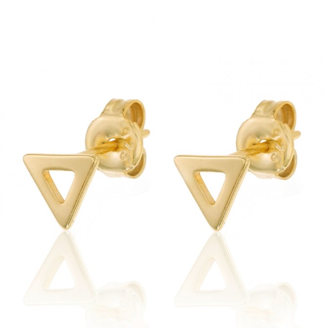 Pendientes Triangulo - 5mm - Bañado Oro and Plata Rodiada