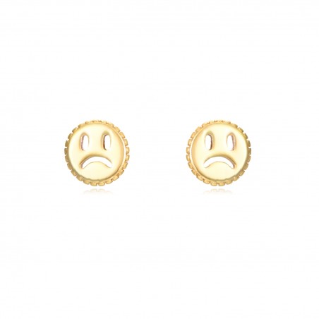 Pendientes Triste Smiley - 10 * 5 mm - Plata Bañado Oro y Plata Rodiada