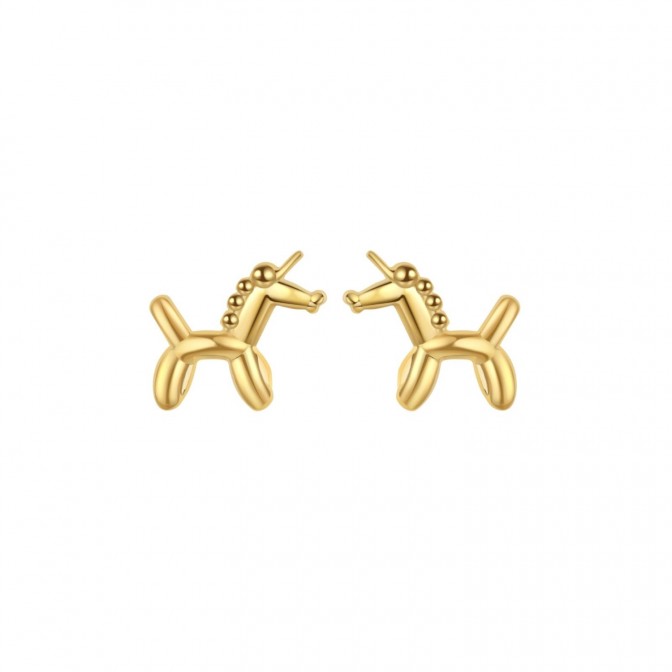 Pendientes Unicornio Globo - 9*7 mm - Bañado Oro y Plata Rodiada