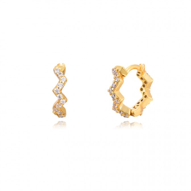 Pendientes Zigzag Circonita - 11 mm - Bañado Oro y Plata Rodiada