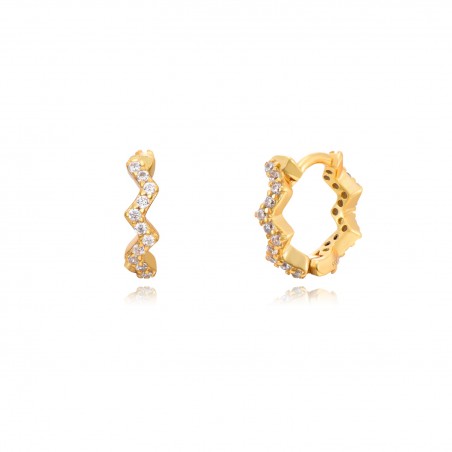 Pendientes Zigzag Circonita - 11 mm - Bañado Oro y Plata Rodiada