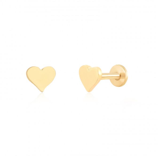 Piercing Corazon - 5 mm - Acero Bañado Oro