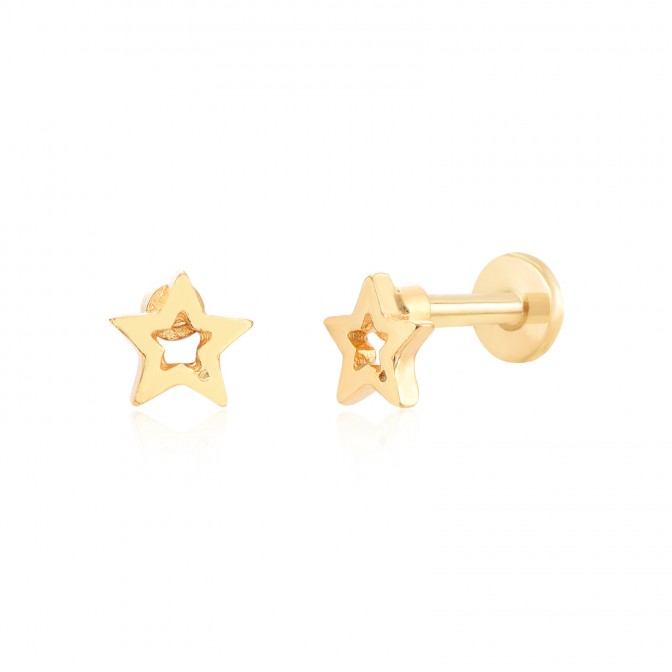 Piercing Estrella - 5 mm - Acero Bañado Oro