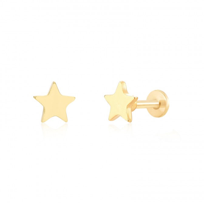 Piercing Estrella - 5 mm - Acero Bañado Oro 2