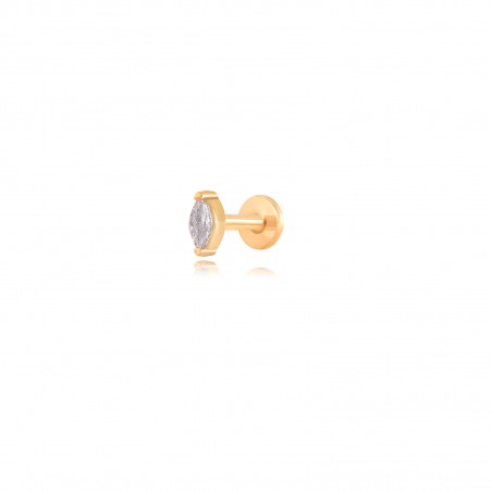 Piercing Acero Marquise - 5*2 mm - Circonita - Bañado Oro y Acero Rodiada