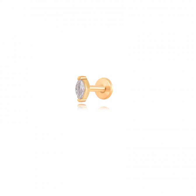 Piercing Acero Marquise - 5*2 mm - Circonita - Bañado Oro y Acero Rodiada 2