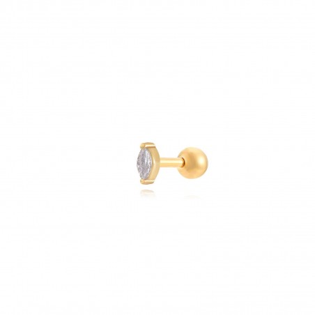 Piercing Acero Marquise - 5*2 Mm - Circonita - Bañado Oro Y Acero Rodiada