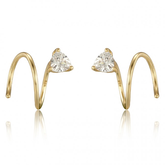 Pendientes Espiral - Circonita Blanca