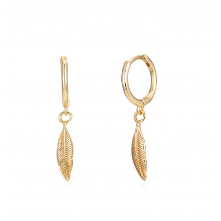 Pluma Earrings - 11 mm + 13 mm - Bañado Oro y Plata Rodiada