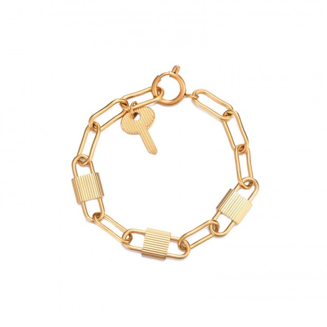 Pulsera Acero Candado Llave - 18cm