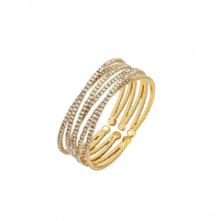 Pulsera Adaptable - Bronce Zigzag 20mm - Bañado Oro y Plata