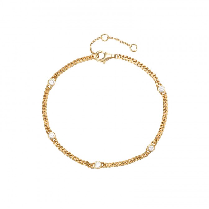 Pulsera Circonita - 19 cm - Bañado Oro y Plate Rodiada