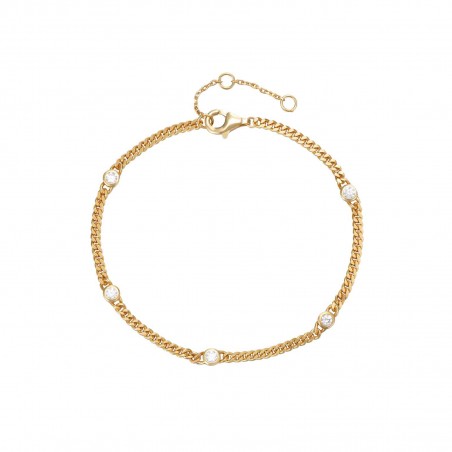 Pulsera Circonita - 19 cm - Bañado Oro y Plate Rodiada