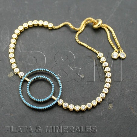 Pulsera Circonita - Circulos - Plata Chapado Rosa