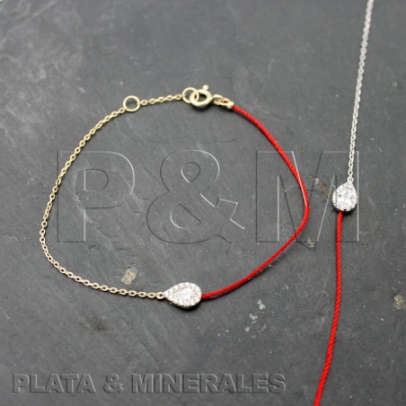 Pulsera Circonita con Hilo - Lagrima - 8*9mm