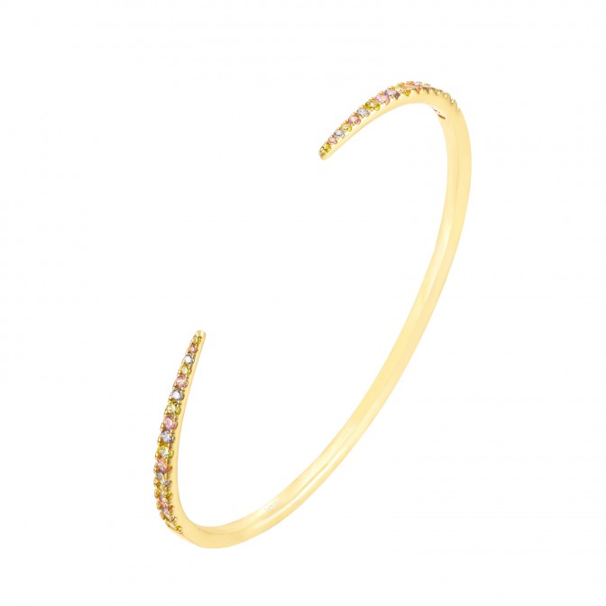 Pulsera Circonita Esclava - 57 mm - Bañada Oro y Plata Rodiada