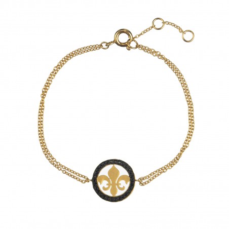 Pulsera Circulo - Flor de Lis 14mm - Bañado Oro