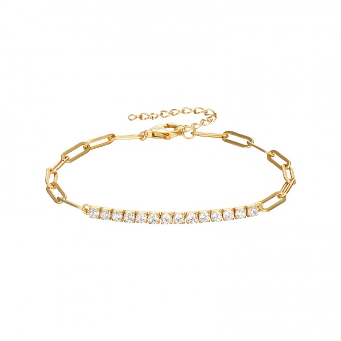 Pulsera Eslabón Tenis - Circonita - 16 + 4 cm - Bañada Oro y Plata Rodiada