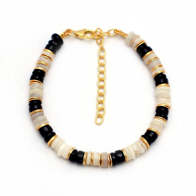 Pulsera Mineral - 15 + 5 cm - Bañado Oro
