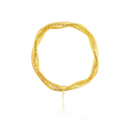 Pulsera Muelle Elástica Trenzado - 5 mm - Bañado Oro, Rosa Oro y Plata Rodiada