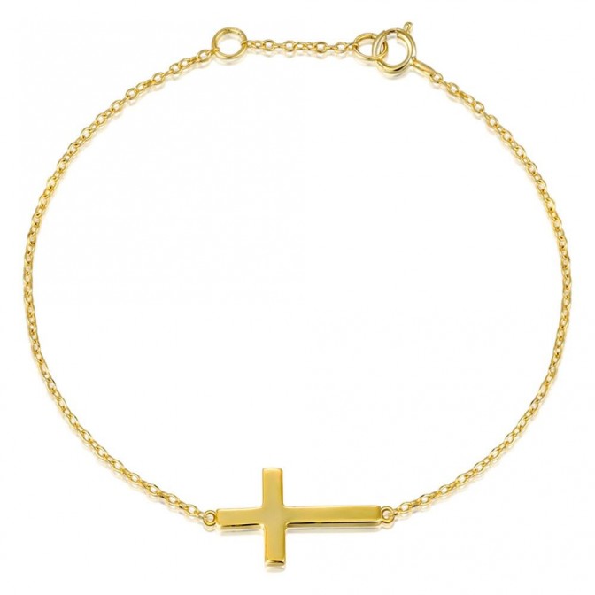 Pulsera Plata - Cruz 14mm