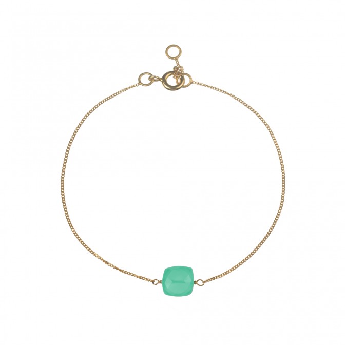 Pulsera Plata - Mineral Cuadrado 7,5 mm - 17+1,5cm - Bañado Oro y Plata Rodiada 2