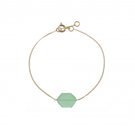 Pulsera Plata - Mineral Hexagonal 11*15 mm - 17+1,5cm - Bañado Oro y Plata Rodiada