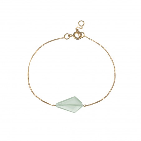 Pulsera Plata - Mineral Rombo 11*18,50 mm - 17+1,5cm - Bañado Oro y Plata Rodiada