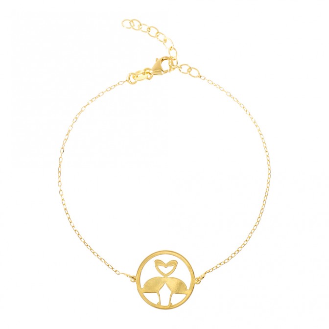 Pulsera Plata - Pajaro-Corazon 15mm