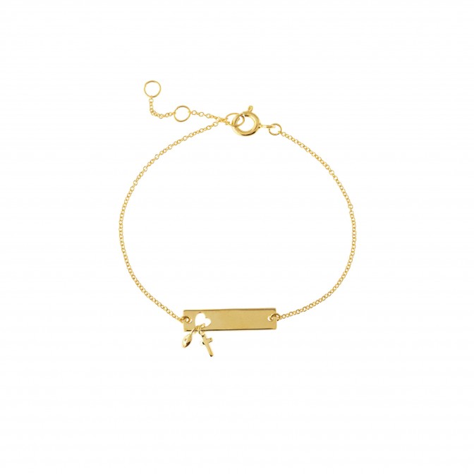 Pulsera Plata - Placa Corazon 20mm