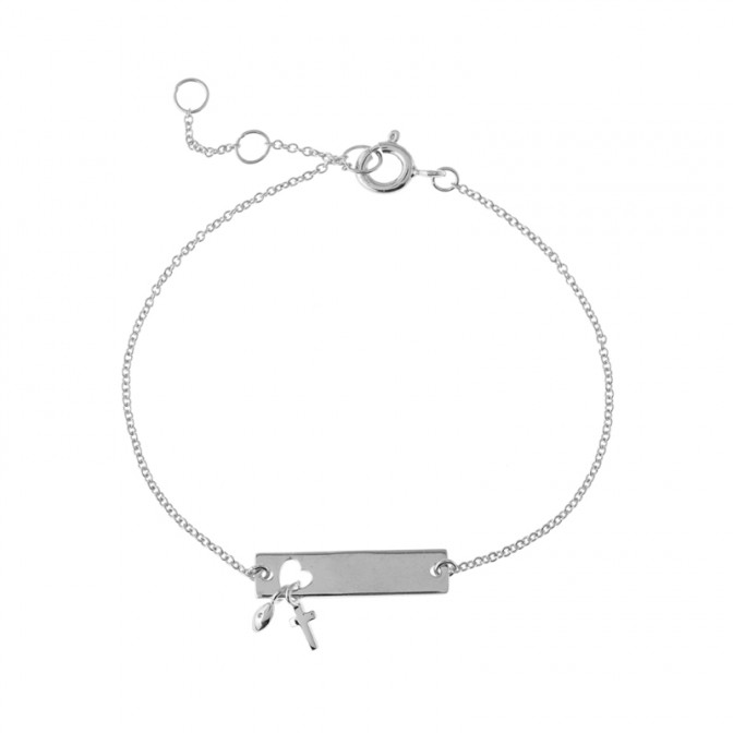 Pulsera Plata - Placa Corazon 20mm 2