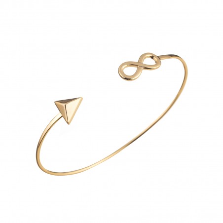 Pulsera Rigida - Flecha y Infinity Bañado Oro