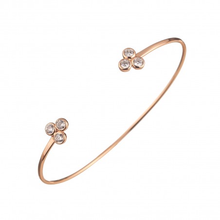 Pulsera Rigida - Tres Circonia7,5mm - Bañado Oro Rosa