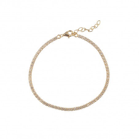 Pulsera Tenis - Circonita 2 mm - 17 + 3 cm - Bañada Oro y Plata Rodiada