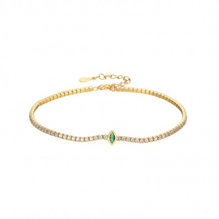 Pulsera Tenis - Circonita Marquesa - 16 + 4 cm - Bañada Oro