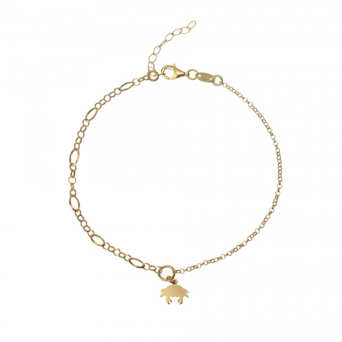 Tobillera Cangrejo - 21+3cm - Bañado Oro y Plata Rodiada