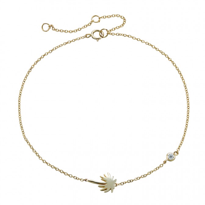 Tobillera Palmera - Circonita Blanca - 27 cm - Bañado Oro y Plata Rodiada