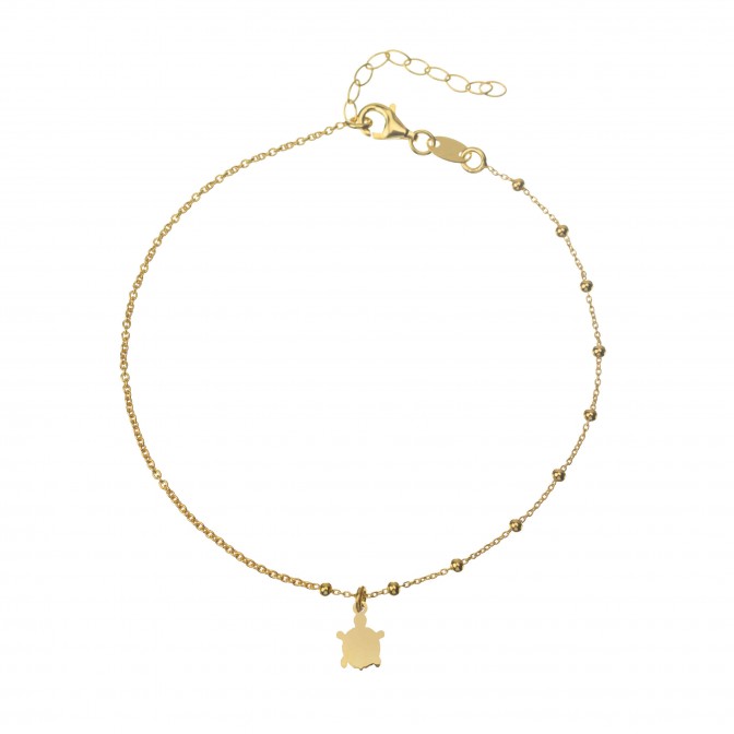 Tobillera Tortuga - 21+3cm - Bañado Oro y Plata Rodiada