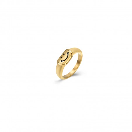 Anillo Acero Smiley - Color oro