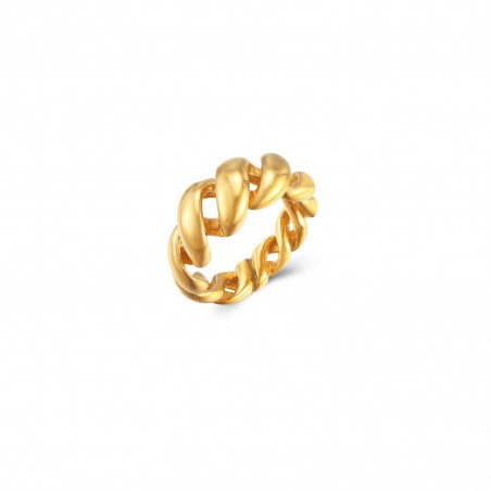 Anillo Acero Torcido - Bañado oro