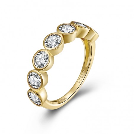 Anillo Circonita - 7 CZ - Bañado Oro y Plata Rodiada