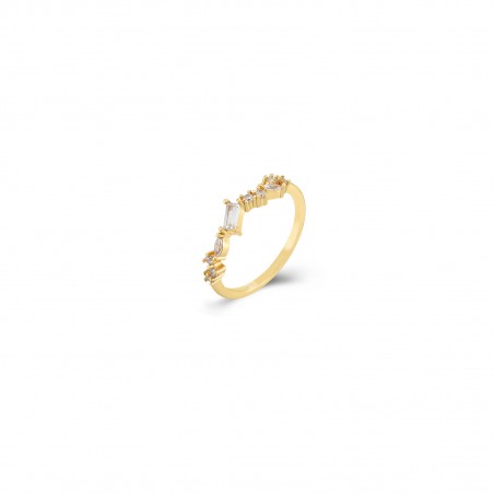 Anillo Circonita Baguette - 4 mm- Bañado Oro