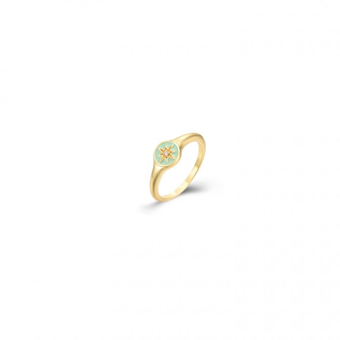 Anillo Circonita Enamel - Bañado Oro