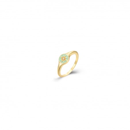 Anillo Circonita Enamel - Bañado Oro