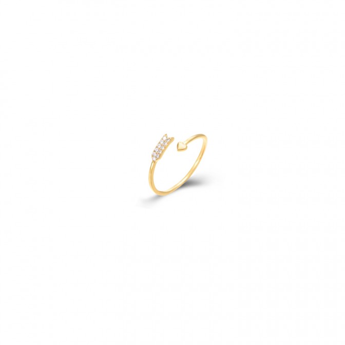 Anillo Corazon - Circonita - Plata Bañado Oro y Plata Rodiada