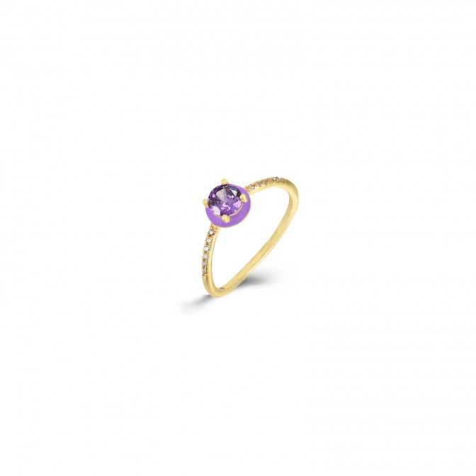 Anillo Circulo - Circonita - Enamel - Bañado Oro